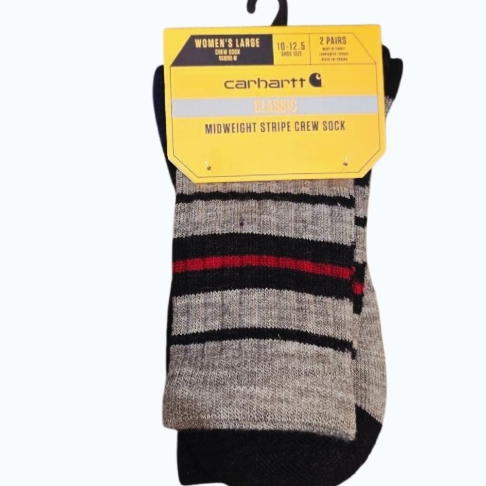 Carhartt 2-PK Classic Midweight‎ Stripe Crew Sock